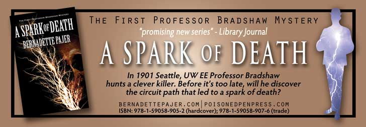 Book ad: Tesla coil murder mystery at the University of Washington, A 
Spark of Death, by Bernadette Pager